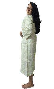 Magnifique peignoir en coton imprimé à la main pour femmes avec ceinture, taille - 48 pouces - Product Image 2