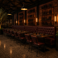 Ron Group Kommerzielle Restaurant-Möbel Hochlehniger Leder-Tufted-Sitzsitz mit Polsterung Rechteckiger Metalltisch