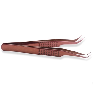 Pince à épiler semi-courbée avec logo personnalisé, pointe en fibre, marque privée, acier inoxydable, pince à épiler pour extensions de cils - Product Image 1