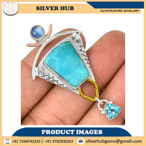 ลาริมาร์แท้สีเงินสเตอร์ลิง925มีเอกลักษณ์เฉพาะตัวดื่มด่ำกับความสวยงามอันเงียบสงบของท้องทะเลด้วยจี้รูปลาริมาร์แบบทำด้วยมือ - Product Image 6