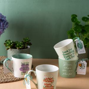 All'ingrosso articoli essenziali per la casa moderna uso quotidiano in ceramica tazze da caffè con <span class=keywords><strong>citazioni</strong></span> <span class=keywords><strong>motivazionali</strong></span> e stampe vegetali bicchieri di porcellana - Product Image 3