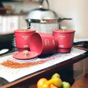 ชุดกระป๋อง3สีฟ้าพร้อมฝาไม้เป็นมิตรกับสิ่งแวดล้อมสำหรับบ้านโรงแรมเครื่องครัวร้านอาหาร - Product Image 2