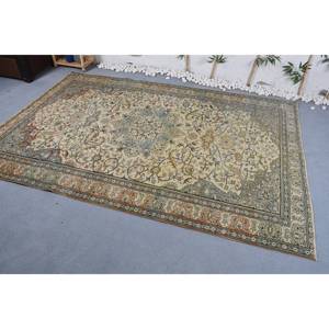 Alfombra de lana azul beige china tradicional Vintage área grande 6,5X9,5 pies patrón de retazos viscosa con respaldo de látex para pasillo - Product Image 2