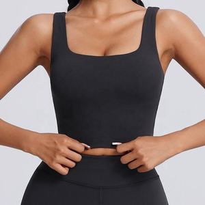Camiseta sin mangas para mujer, versátil, de algodón, transpirable, tejida, para yoga, gimnasio, con textura acanalada. - Product Image 1