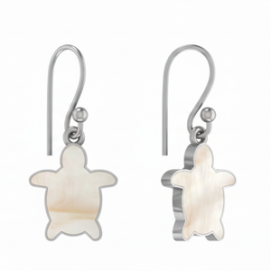 Boucles d'oreilles tendance en forme de tortue en argent sterling 925 plaqué argent de haute qualité avec perle de nacre d'eau de mer et sertissage clos - Product Image 1