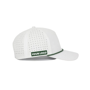 Casquette de golf imperméable anti-transpiration en gros avec trous découpés au laser, visière personnalisée, cordon, logo imprimé personnalisé, bande de couture intérieure, casquette 5 panneaux - Product Image 4