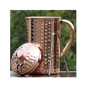 Carafe traditionnelle en cuivre pur avec couvercle, fait à la main, récipient ayurvédique pour le stockage de l'eau potable, essentiels de cuisine et de salle à manger, style de vie sain - Product Image 5