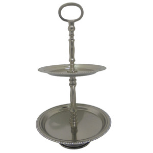 F146สีเขียวพีซี2ชั้นโลหะตั้งเซิร์ฟเวอร์ปรับแต่งได้2ชั้นถาดวางผลไม้ถาดเค้กขนมขบเคี้ยว - Product Image 5