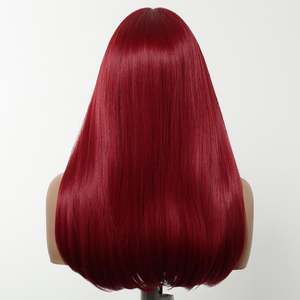 Perruque synthétique rouge DWY de 24 pouces pour femme, fabriquée à la machine, cheveux réalistes et mignons, sans colle, offre de liquidation limitée, étirée de 10 pouces - Product Image 3