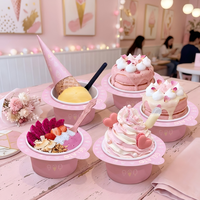 Ensemble d'emballages pour coupes et cornets de glace Gelato, thème rose, contenants de luxe pour desserts avec cuillère, pour exportation aux glacieries