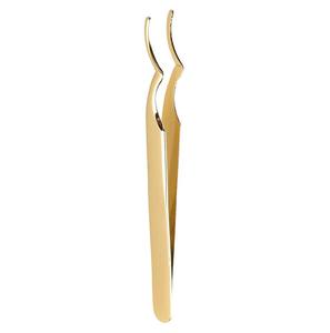 Pince à épiler manuelle en acier inoxydable doré de haute qualité, personnalisée, pour extensions de cils, outils d'application faits à la main - Product Image 1
