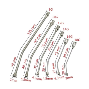 Seringue d'alimentation pour animaux de haute qualité 20ml 50ml, kit d'aiguilles, 6 tubes de sondeage courbés en acier inoxydable, instrument vétérinaire d'alimentation - Product Image 1
