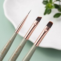 Pinceau à ongles ovale en bois vert de qualité supérieure, style japonais, 10 pièces, poils en nylon haute densité, pour la manucure au gel