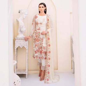 Venta al por mayor de 3 piezas vestido de gasa de seda para mujer Salwar estilo indio paquistaní Ramsha volumen de las bodas para las fiestas para las niñas - Product Image 3