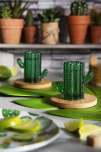 Cocktail Modern Exotic Thematic Set of 4-pcs Green Liquor Glasses 5 cl (1.69 fl oz) Party Gathering Use Cactus by Excelsa - Product Image 3