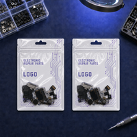 Sac d'emballage transparent en plastique à fermeture éclair avec logo personnalisé, à trois soudures, pour pièces de réparation électronique de téléphones portables