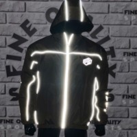 Veste coupe-vent personnalisée avec surpiqûres réfléchissantes, broderie réfléchissante et fermeture éclair, style streetwear, vêtements spéciaux