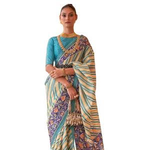 Pure soie de soie avec belle blouse de créateur et Saree Amazing Collection Patola Print - Product Image 1