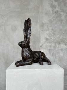 Relaxed Rabbit Miniature Decorative Object Table Decor Easter Bunnies Figurine Home Crafts Portable Bronze Rabbit Sculpture - Product Image 6