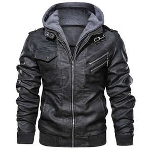 Chaqueta de Invierno para Hombre, Estilo Urbano, Cuello Alto, Cálida, Negra, de Cuero Genuino y Lona, Ecológica, Impermeable, Moderna y Lisa - Product Image 4