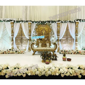 Ceremonia India Boda tradicional Escenario dorado Gran aspecto Escenario de boda del sur de la India Escenario DE BODA hermoso de Sri Lanka - Product Image 1