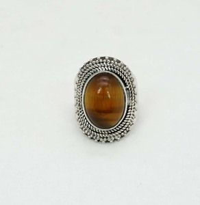 925 argent sterling massif mois de juin pierre de naissance oeil de tigre avec lunette réglage bague de forme ovale - Product Image 2
