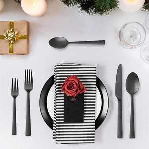 Juego de cubiertos con revestimiento en polvo de la mayoría de las tendencias, cubiertos negros, vajilla de mesa para boda, fiesta, restaurante, suministros de utensilios de cocina - Product Image 6