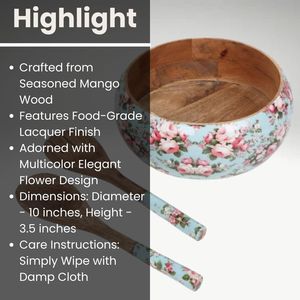 Wooden <b>Salad</b> Mixing <b>Bowls</b> with Serving Tongs <b>Large</b> Wooden Serving <b>Bowl</b> Spoon Hot Selling Product 2024 Made in HF CRAFTS - Product Image 5