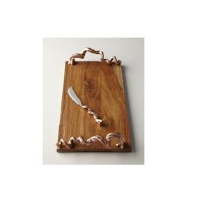 Bandeja de servicio de latón de lujo con asas de hojas adornadas, Plato decorativo de Metal para aperitivos y bebidas para comedor y regalos en casa - Product Image 1