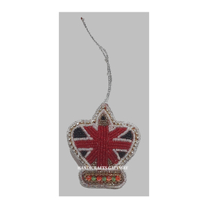 Material de tela Zari bordado árbol de Navidad adornos colgantes forma personalizada con trabajo de cuentas utilizado para la decoración de la fiesta del festival - Product Image 1