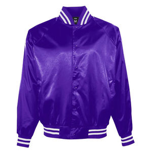 Chaquetas universitarias de satén Chaqueta de bombardero de hombre con logotipo de color personalizado para hombre Puños acanalados a prueba de viento - Product Image 6