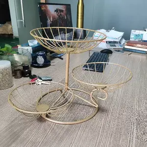 Support de rangement de cuisine en métal à 3 niveaux Support de panier de fruits et légumes Organisateur d'ustensiles - Product Image 1