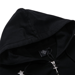 High Quality Men <b>Black</b> French Terry Cotton <b>Zip</b> Up <b>Hoodie</b> Custom Rhinestone Design Sweatshirt - Product Image 3