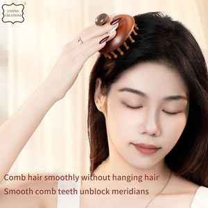 Masajeador de cabeza de cuero cabelludo de madera multifuncional Guasha raspado masajeador corporal peine de masaje de terapia de madera cepillo de pelo de madera - Product Image 4