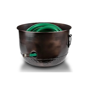Bol de tuyau en cuivre conception martelée patine finie pour la maison jardin arrosage des plantes utilisation bol de tuyau de jardin en cuivre décoratif - Product Image 6