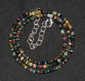 Collar de ópalo pulido 18 pulgadas liso Rondelle Beads 3-6mm etíope Natural Welo Fuego Negro ópalo piedras preciosas sueltas - Product Image 1