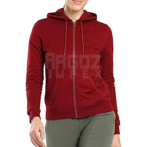 Sudadera con Capucha y Cremallera 100% Algodón Duradera para Mujer, Transpirable, Estilo Casual, Tallas Grandes, Invierno, con Logotipo Frontal, Oferta Online - Product Image 2