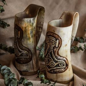 Fabriqué à la main sculpté naturel personnalisé Agate corne à boire Viking sculpture corne à boire Buffalo koi tasse Tankard corne pour la bière - Product Image 1