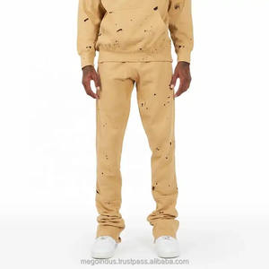 Ensemble sweat à capuche zippé avec lavage de pierre LOGO personnalisé OEM Pantalon de survêtement évasé 100% coton et survêtement pour hommes pour la salle de sport - Product Image 4