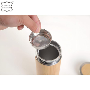 Botella de agua ecológica de madera y acero inoxidable de doble pared al por mayor, capacidad de 500ml con tapa aislada al vacío - Product Image 5