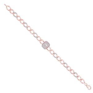 Women's 18K Rose <b>Gold</b> Diamond Chain <b>Bracelet</b> Fashion Jewelry with Real <b>Gold</b> Plating and Link Chain - Product Image 1