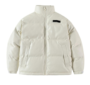 Veste d'hiver matelassée unisexe en toile noire avec logo personnalisé, pour l'extérieur, décontractée et chaude - Product Image 1