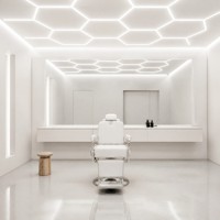 Lámpara de Techo Hexagonal Moderna para Barbería, Iluminación sin Sombras, Decoración Interior de Salón - 6