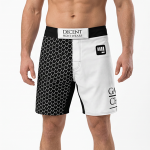 Men's Two-Tone Side Curved MMA Shorts 100% Cotton High Street Style with Zipper Pockets - Product Image 1