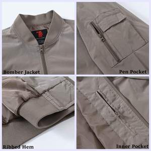 Blouson Bomber en Toile Zippé pour Homme, Couleur Unie Personnalisable, Col Montant, Manches Longues, à Capuche, Séchage Rapide, Style Vintage, Vente en Gros - Product Image 5