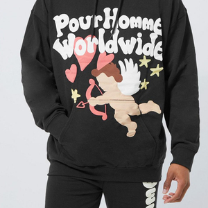 Sweat à capuche imprimé bouffant pour homme | Pull Streetwear surdimensionné | Sweat-shirt en molleton de coton | Commandes en gros personnalisées OEM - Product Image 4