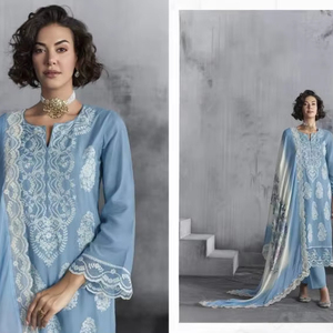 Impresión digital de muselina pura con bordado colección Salwar Kameez disponible a precio mayorista ideal para ropa de fiesta - Product Image 1