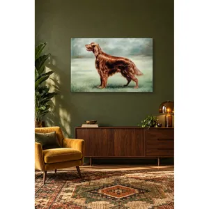 Impression sur toile de Fida, le Setter irlandais en profil sur une prairie verte - Product Image 3