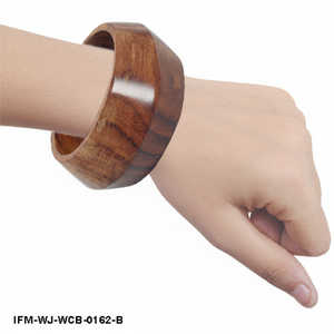 กำไลข้อมือไม้ทำมือจากไม้ชีชามธรรมชาติ ดีไซน์หนา รูปทรงเรขาคณิต สำหรับผู้หญิง - Product Image 6