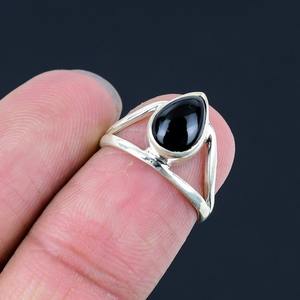 Joyería de piedras preciosas de ónix negro para mujer, anillo de estilo bohemio de plata, joyería de plata de ley 925, anillo hecho a mano de tendencia, Regalo para mamá - Product Image 5